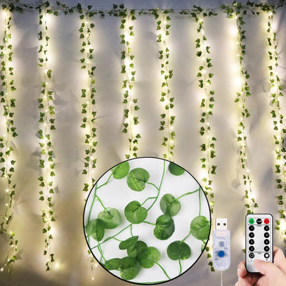 12Pcs 2M Ivy Green Fake Leaves Garland Plant Led Artificial Plants for Decoration Planta Artificial Parede Vertical Home Decor