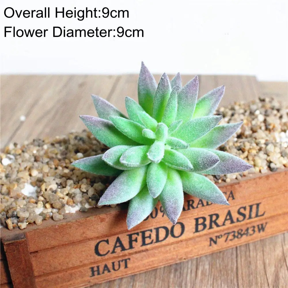Green Flocking Artificial Succulents Plants Home Garden Decoration Flower Arrangement Bathroom Accessories Planta Artificial