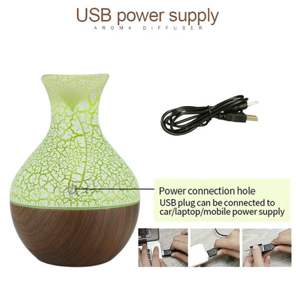 130Ml LED Essential Oil Diffuser Humidifier Aromatherapy Wood Grain Vase Aroma/Small Humidifier