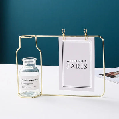 Creative Vase Home Decor Nordic Style Art Retro Vase Metal Plant Holder Deoration Iron Line Flower Ornament for Home Room Garden